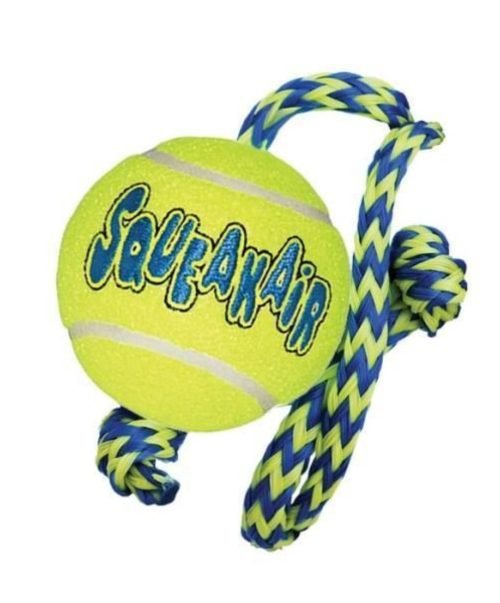 Kong Air Squeakair Tennis Ball with rope