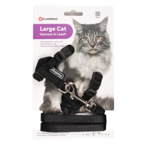 Flamingo kassi traksid ja rihm suurele kassile MUST