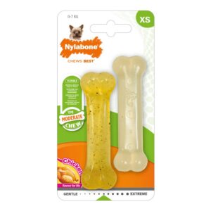 Nylabone Moderate Chew Bone Twin Pack XS - kaks kanalõhnalist närimiskonti väikesele koerale