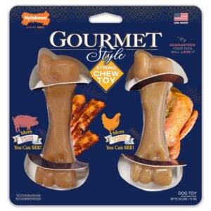 Nylabone närimiskontide 2-pk Gourmet Style Strong Chew Femur Twin Pack Chicken & Bacon
