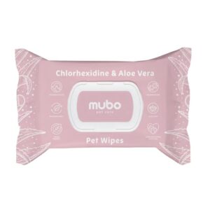 Mubo õrnalt puhastavad salvrätikud Chlorhexidine & Aloe Vera Pet Wipes